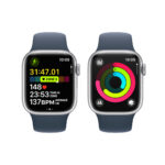 Apple Watch Series 9 Aluminium 41mm Αδιάβροχο με Παλμογράφο (Silver με Storm Blue Sport Band (S/M)) - Image 5