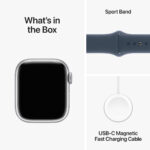 Apple Watch Series 9 Aluminium 41mm Αδιάβροχο με Παλμογράφο (Silver με Storm Blue Sport Band (S/M)) - Image 3