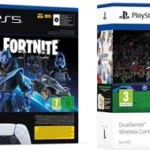 Sony PlayStation 5 Digital Edition Slim & Fortnite Cobalt Star & EA Sports FC 24 & 2x DualSense