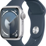Apple Watch Series 9 Aluminium 41mm Αδιάβροχο με Παλμογράφο (Silver με Storm Blue Sport Band (S/M))